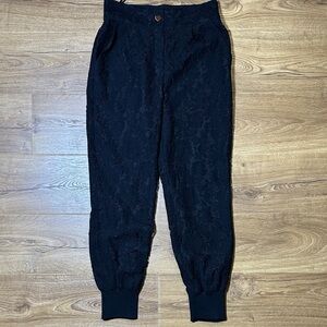 Ted Baker Black Lace-Overlay Jogger Pants Small